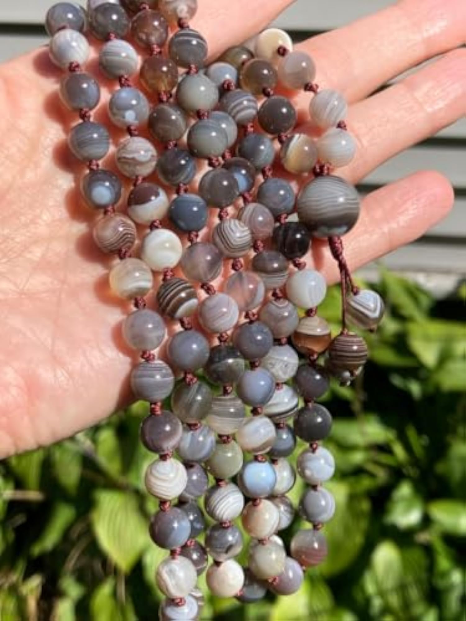 Natural Botswana Agate 6MM Beaded Handmade Prayer Mala Necklace